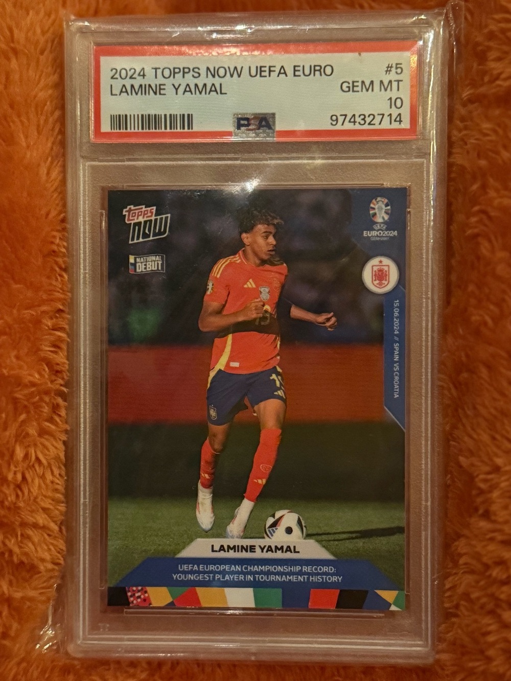 2024 Topps Now Euro Lamine Yamal National Debut #5 PSA 10 GEM MINT RC